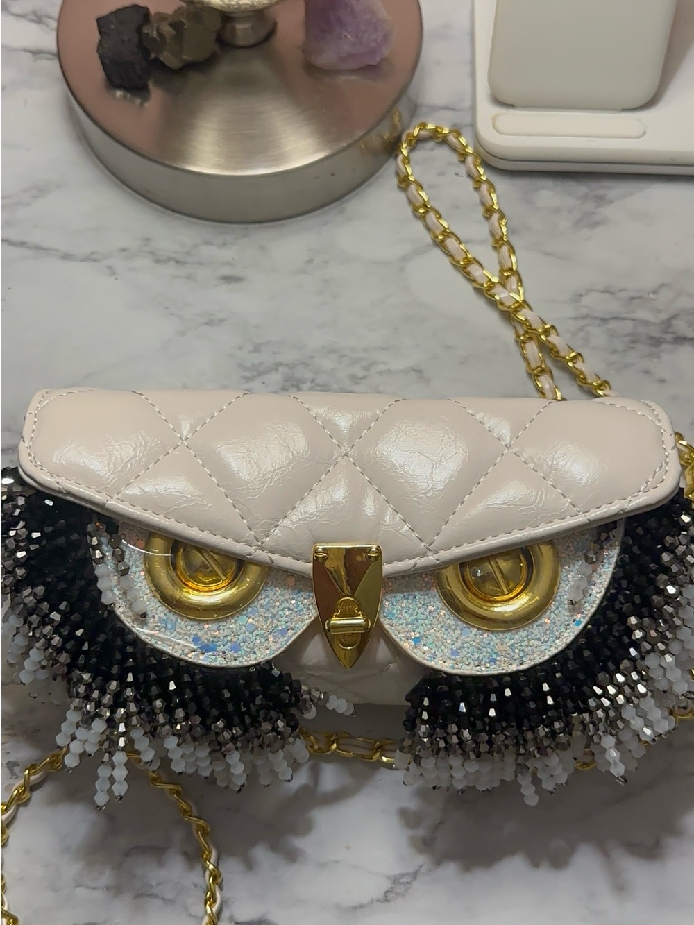 Word To The Wise Embellished White Crossbody Bag - Picture 4 of 7